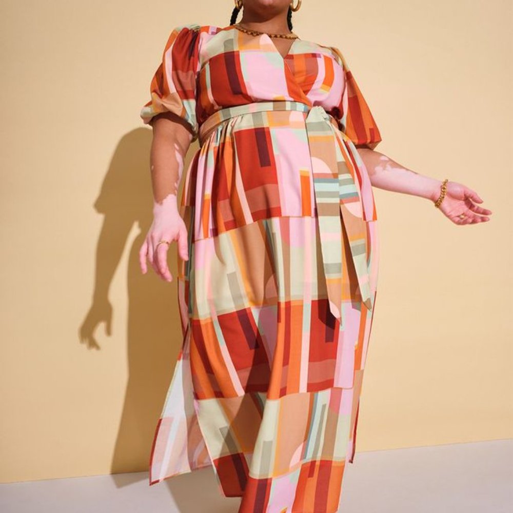 ELOQUII Cutout Waist Maxi Dress Multicolor Size 14 NWT - Picture 8 of 8